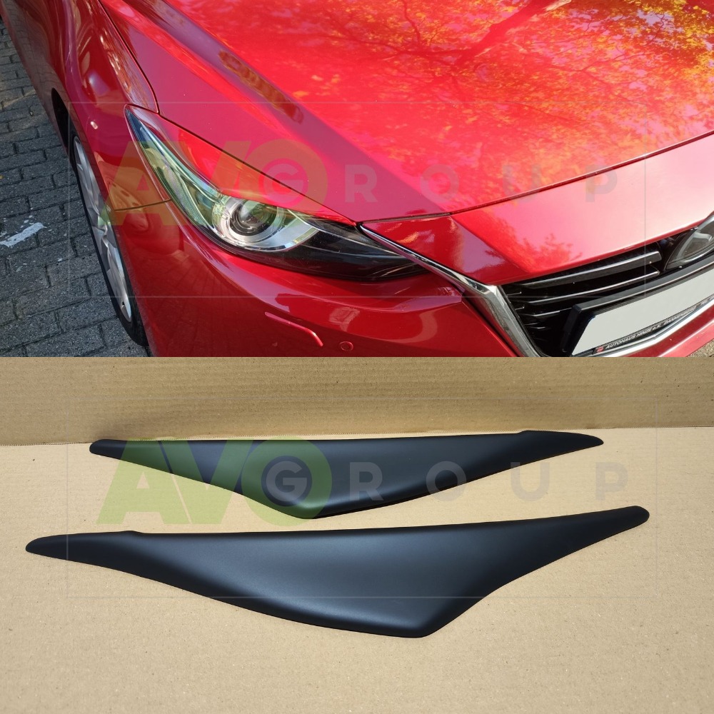 Headlight Eyelids for Mazda 3 2013-2016 with Adaptive Headlights ABS Matt