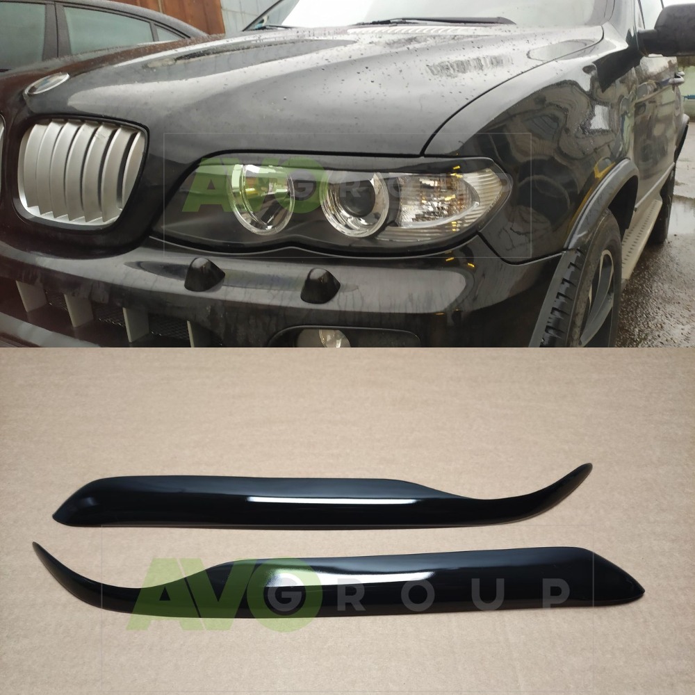 Priekšējo lukturu uzlikas uzacis priekš BMW X5 E53 2003-2006 ABS Gloss