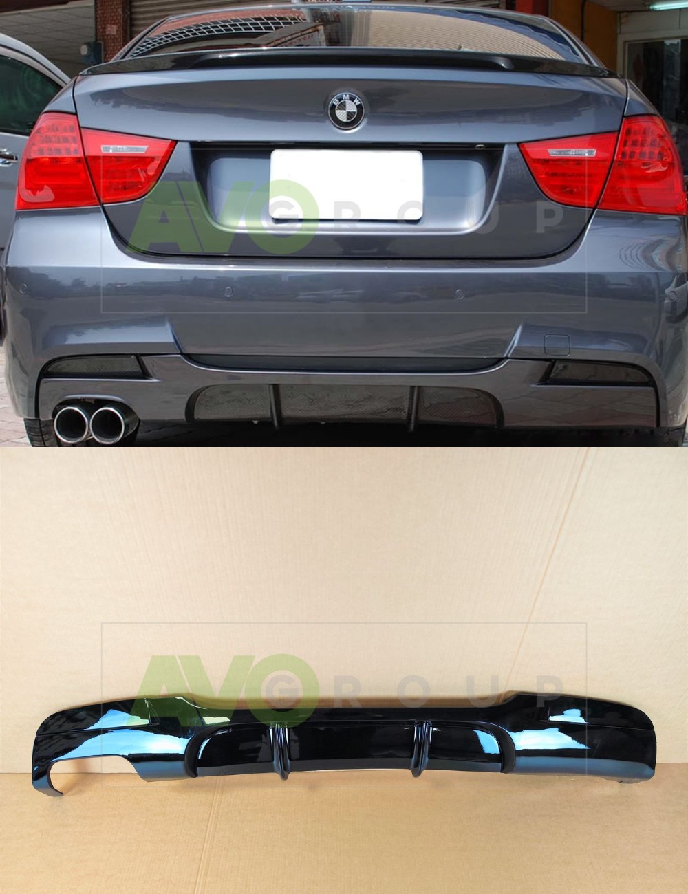 Aizmugurējā bampera difuzors priekš BMW 3 E90 / E91 2005-2012 v2 ABS Gloss