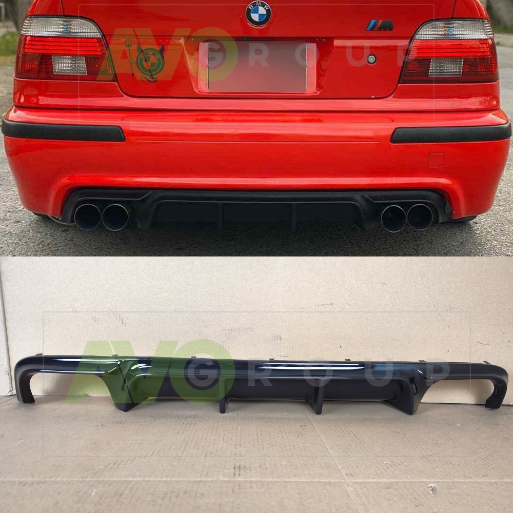 Rear Bumper CSL Twin Double Diffuser with ribs for BMW 5 E39 1995-2004 ABS Gloss