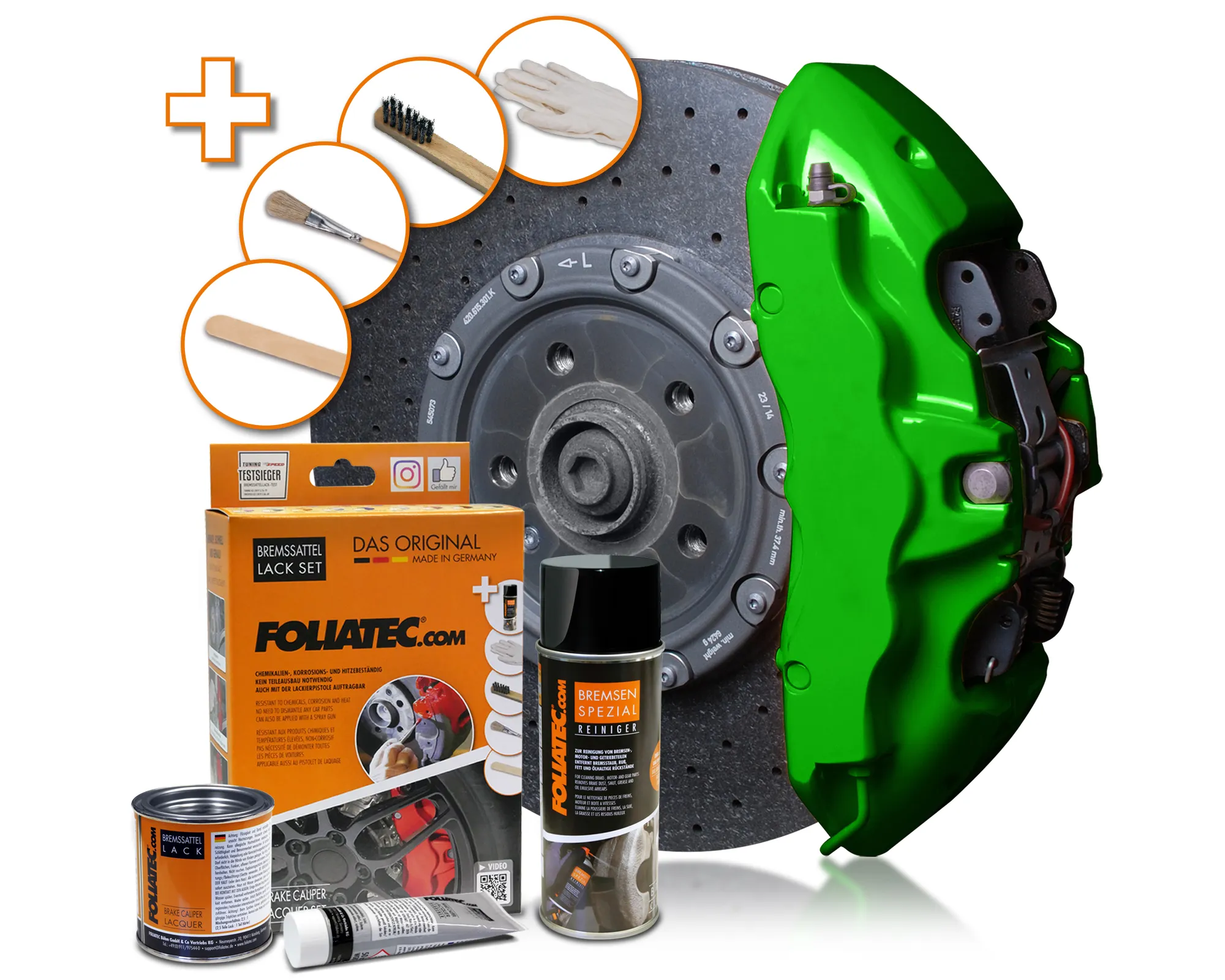 Foliatec POWER GREEN Brake Caliper Lacquer Set