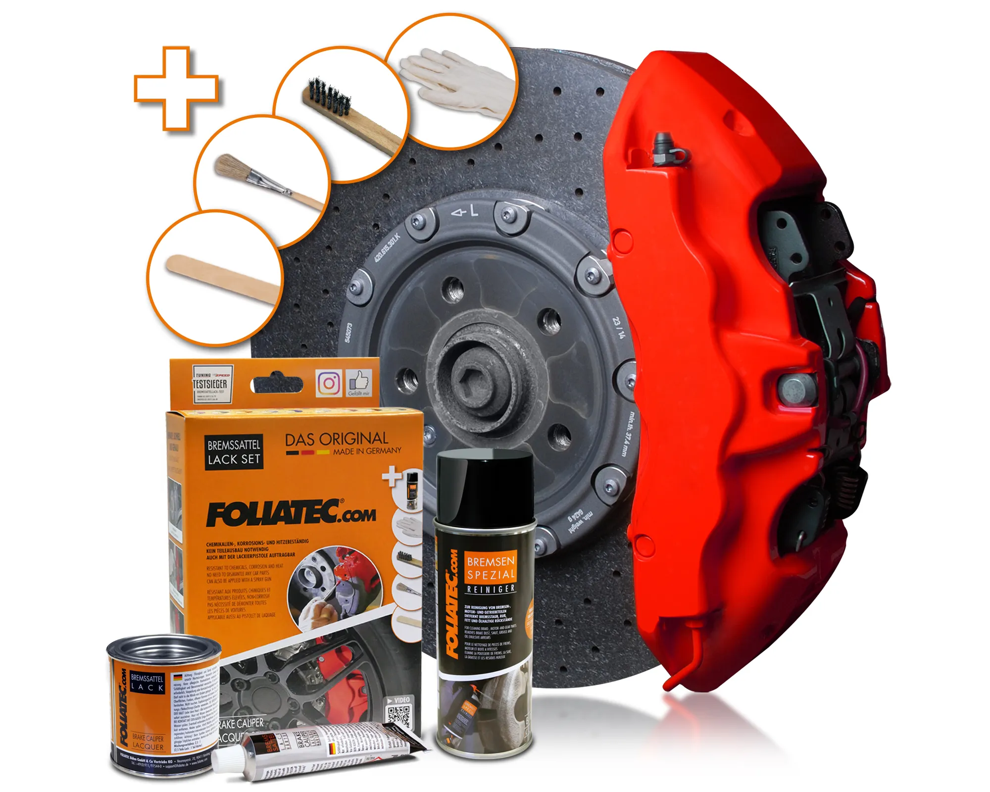 Foliatec RACING ROSSO MATT Brake Caliper Lacquer Set