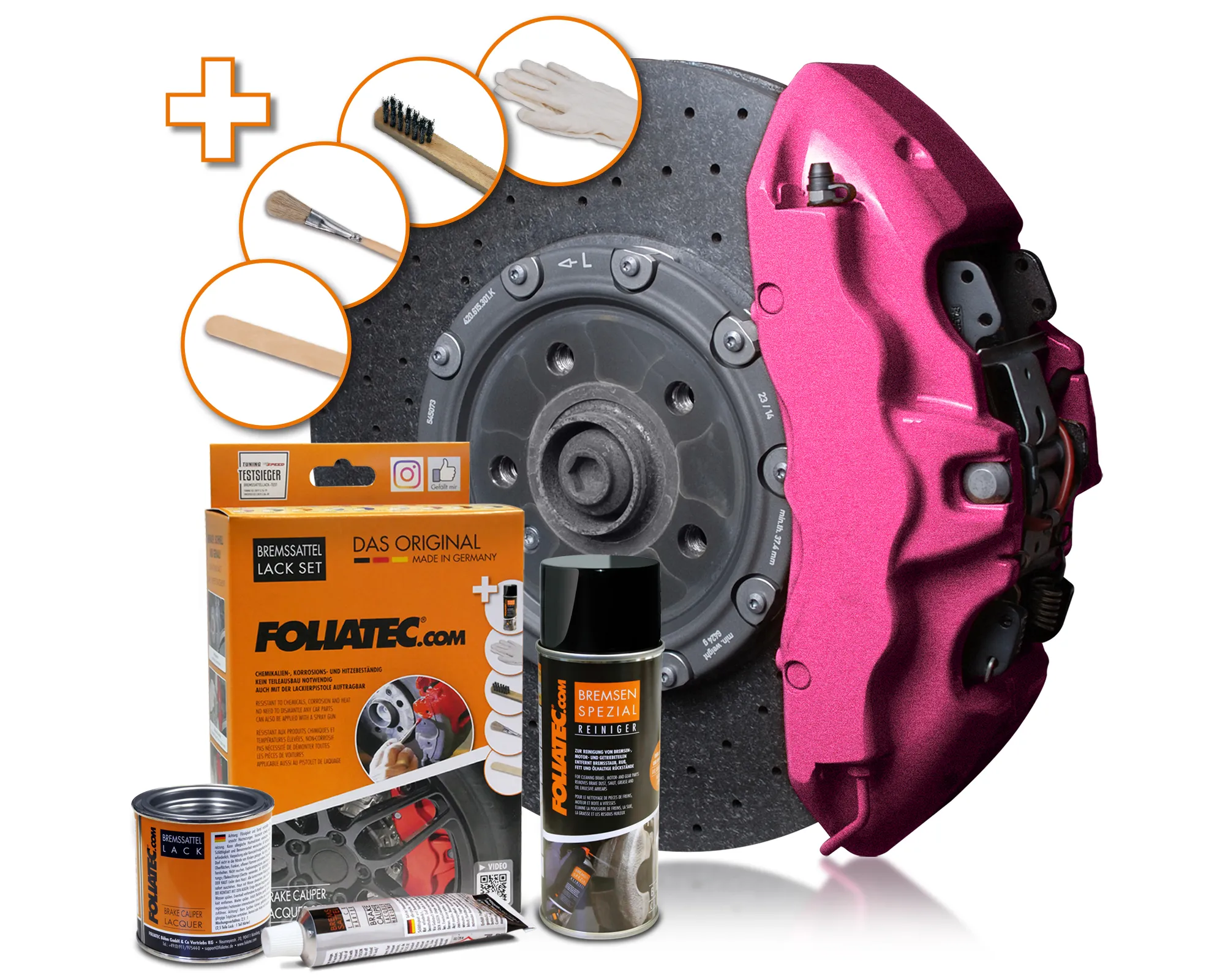 Foliatec CANDY PINK METALLIC Brake Caliper Lacquer Set