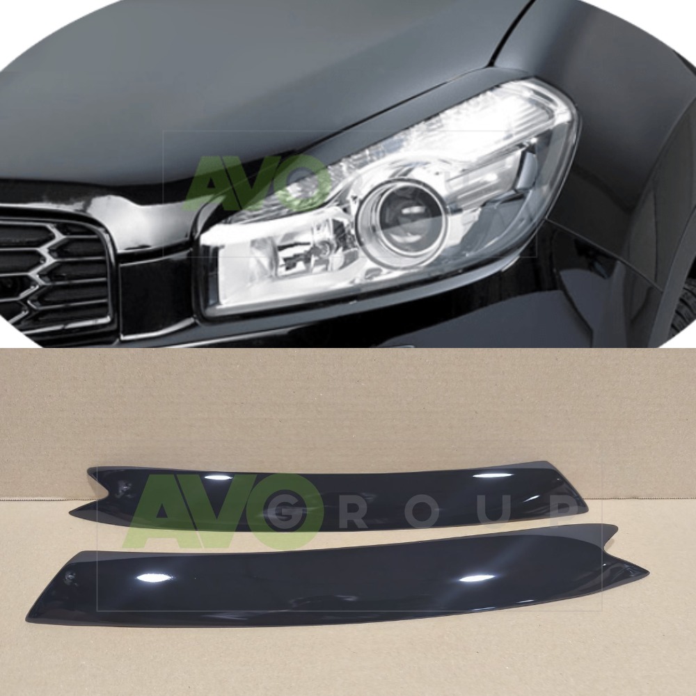 Накладки на фары / Реснички для Nissan Qashqai 10-14 v2 ABS Matt (Copy)