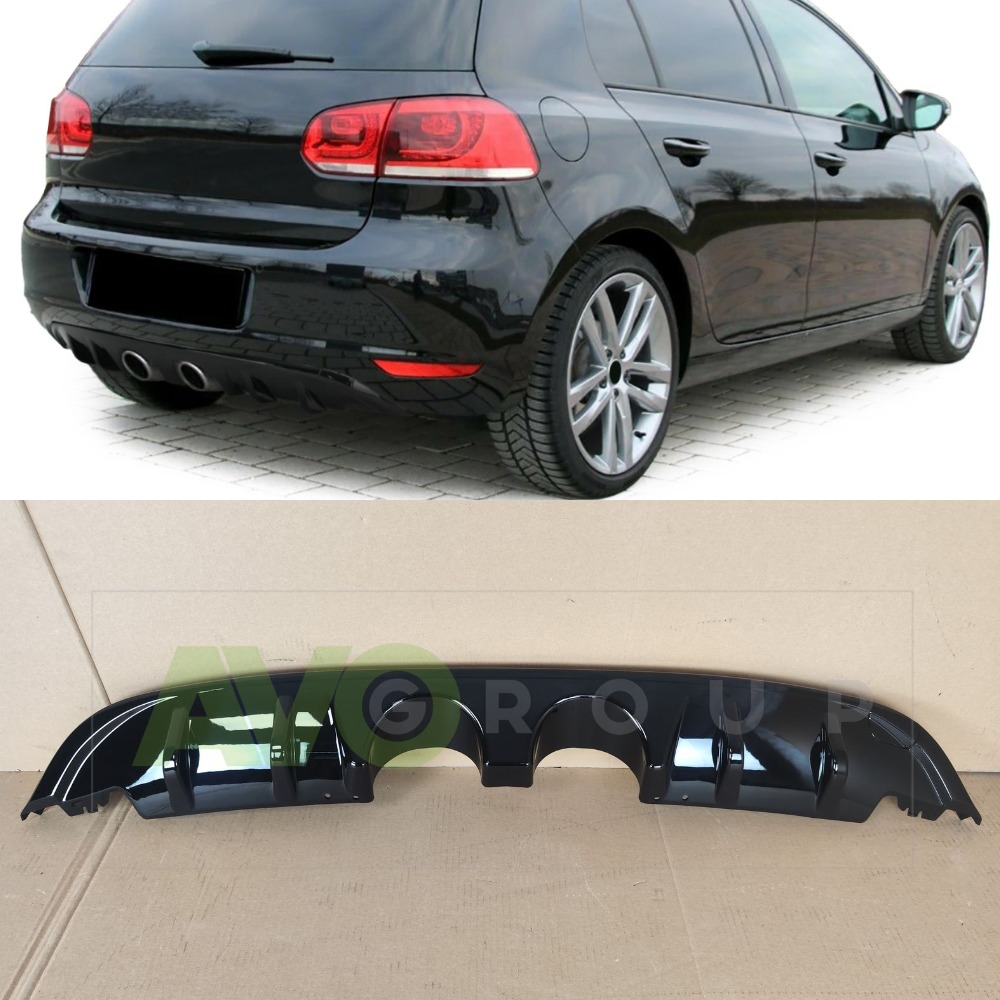 R20 Style Aizmugurējā bampera difuzors priekš VW Golf 6 SE 2009-2013 Piano Black