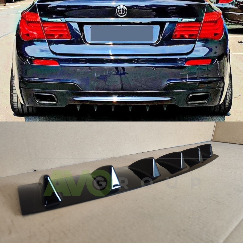 Rear Bumper lower diffuser addon with ribs / fins for BMW 7 F01 F02