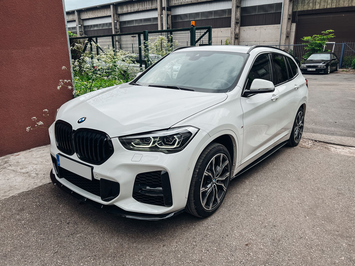 Black gloss sideskirt diffusers splitter for BMW X1 F48 ABS