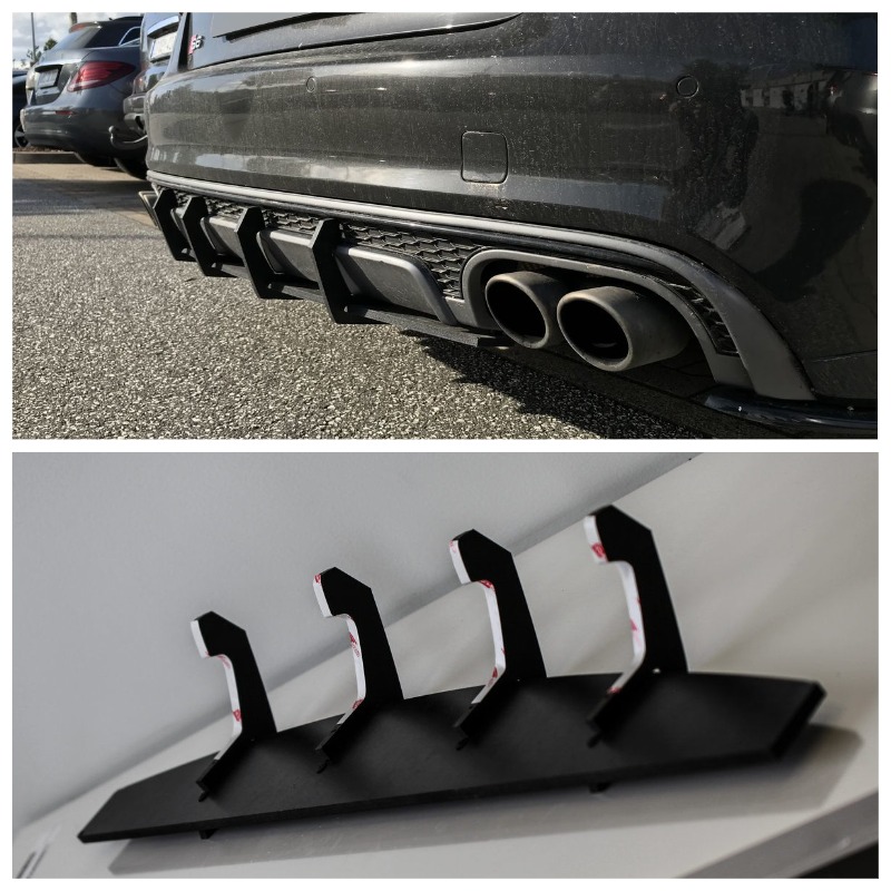Rear Bumper diffuser addon with ribs / fins For Audi S6 4G 14-18