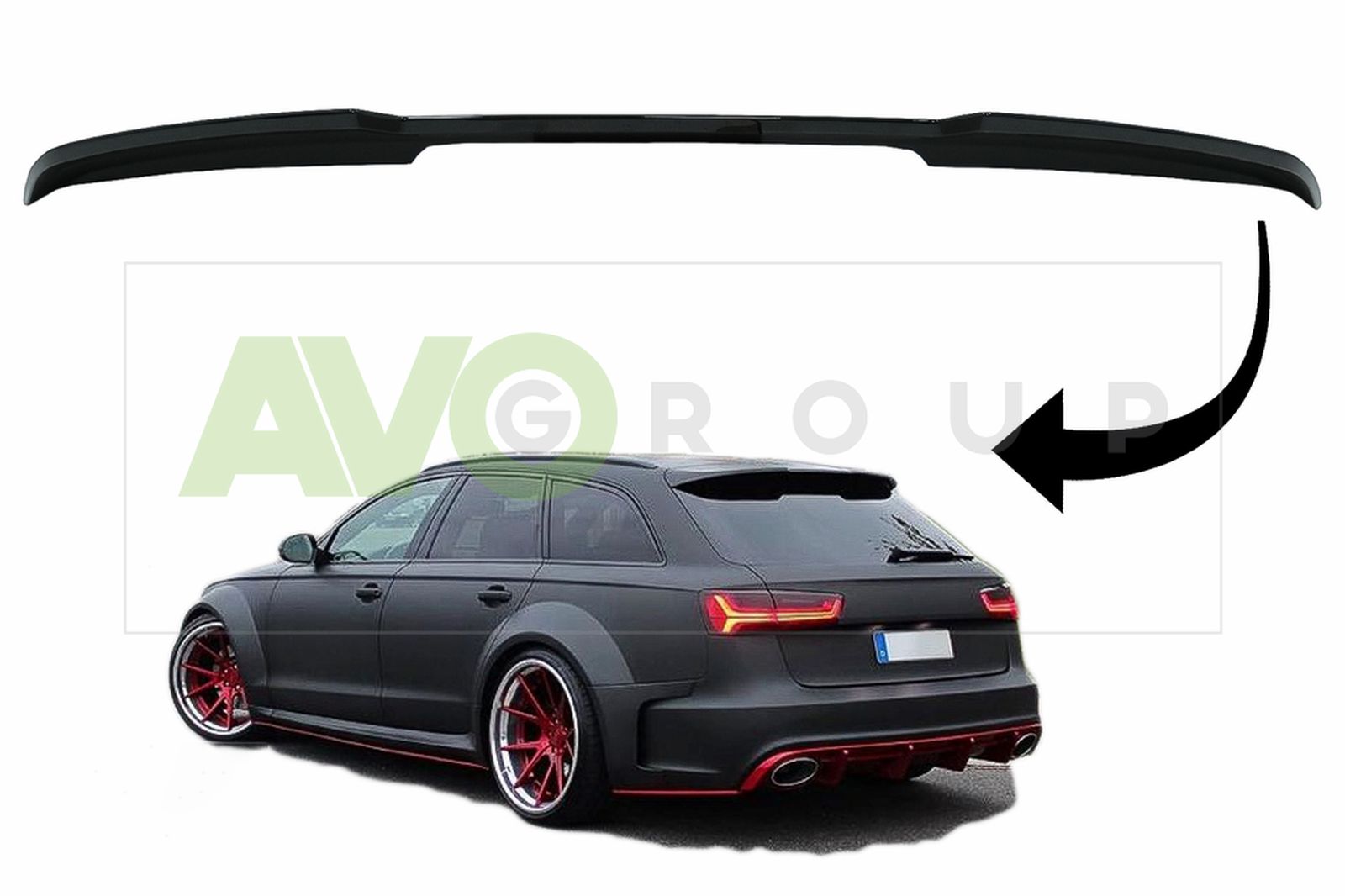 RS style rear trunk roof spoiler for Audi A6 C7 S6 4G Avant 2011-2018 Black gloss