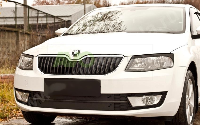 Накладки на фары / Реснички для Skoda Octavia 3 2013-2017 v2 ABS Gloss