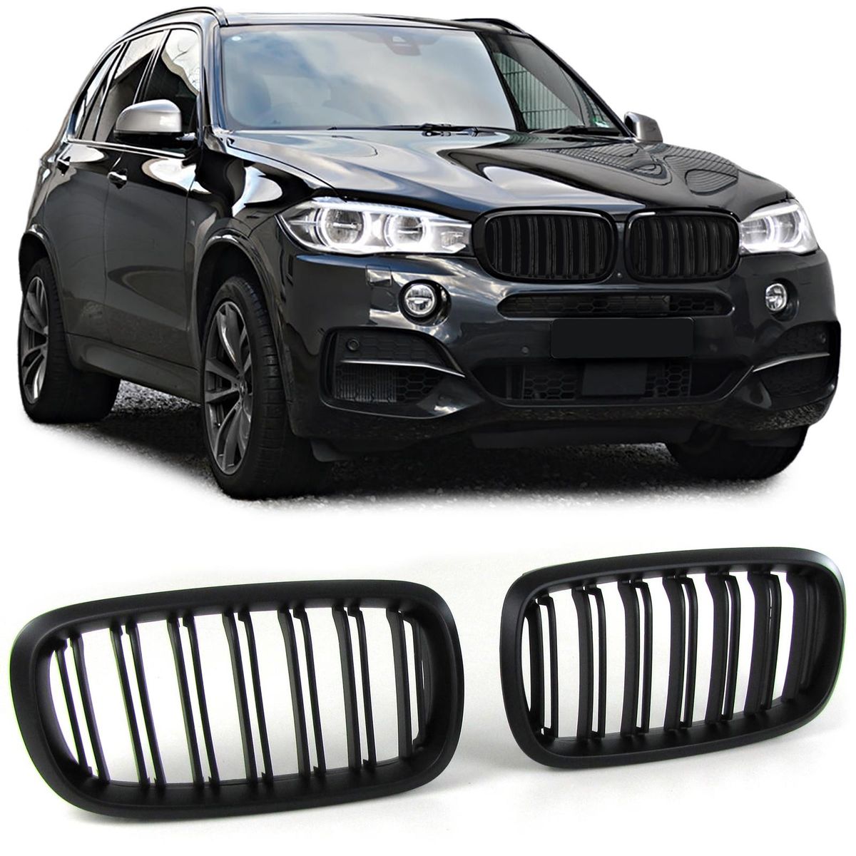 Front Grilles Kidney for BMW X5 F15 / X6 F16 2013-2018 Double Stripe Black matt