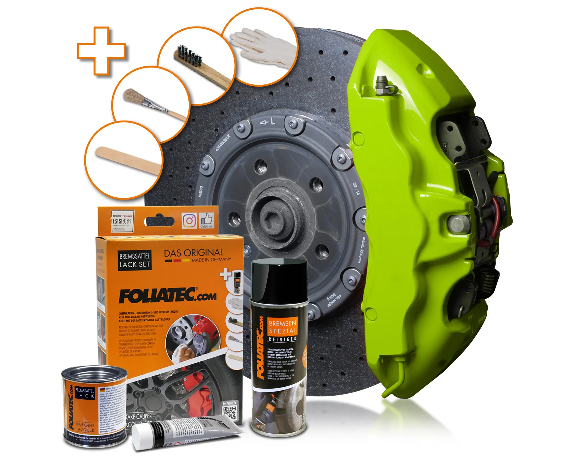 Foliatec TOXIC GREEN Brake Caliper Lacquer Set