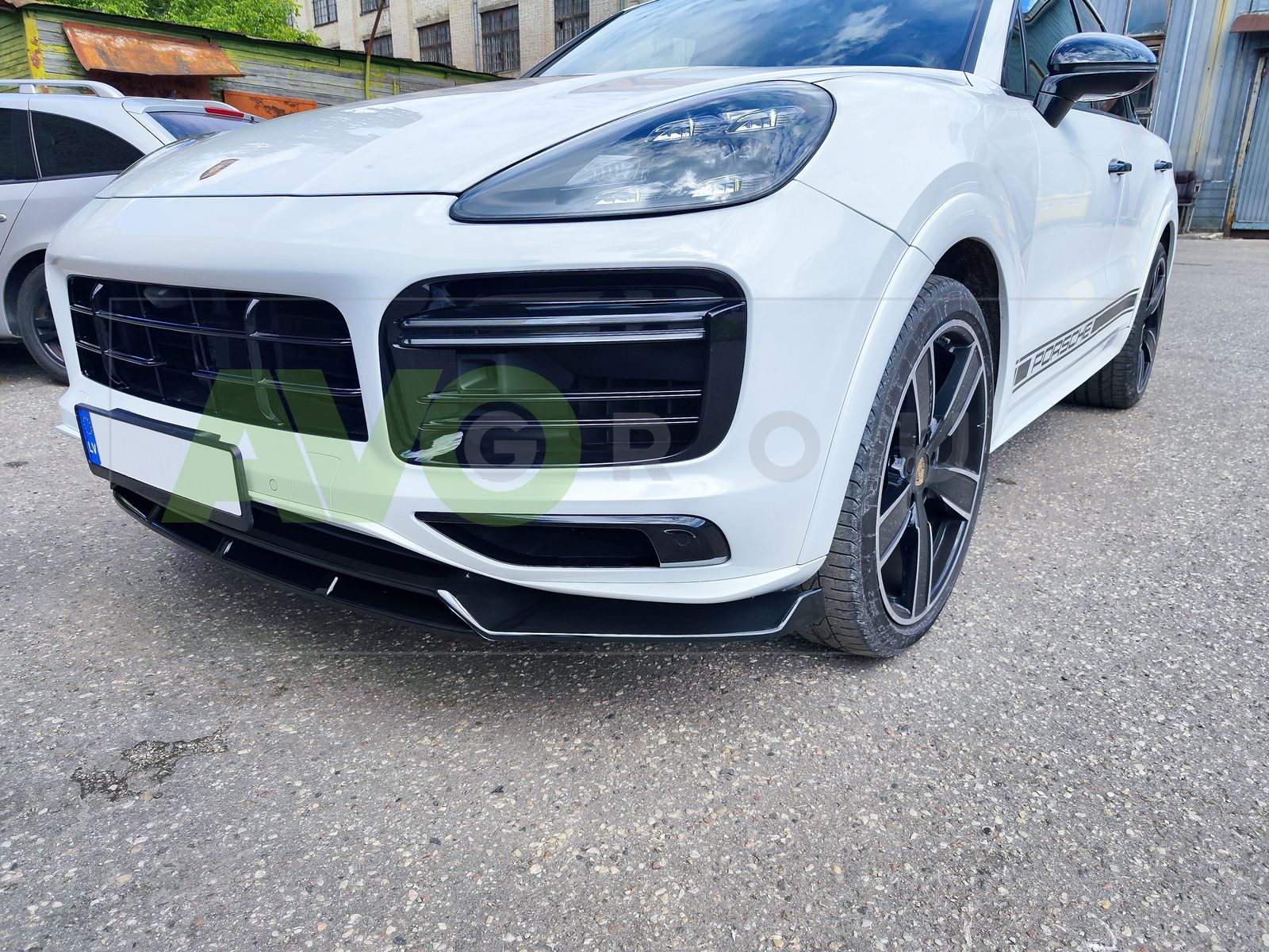 Front Bumper Spoiler Lip for Cayenne Mk 3 Black Gloss