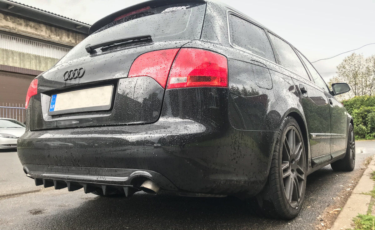 Rear Bumper lower diffuser addon with ribs / fins for Audi A4 B6 B7 - Image 5