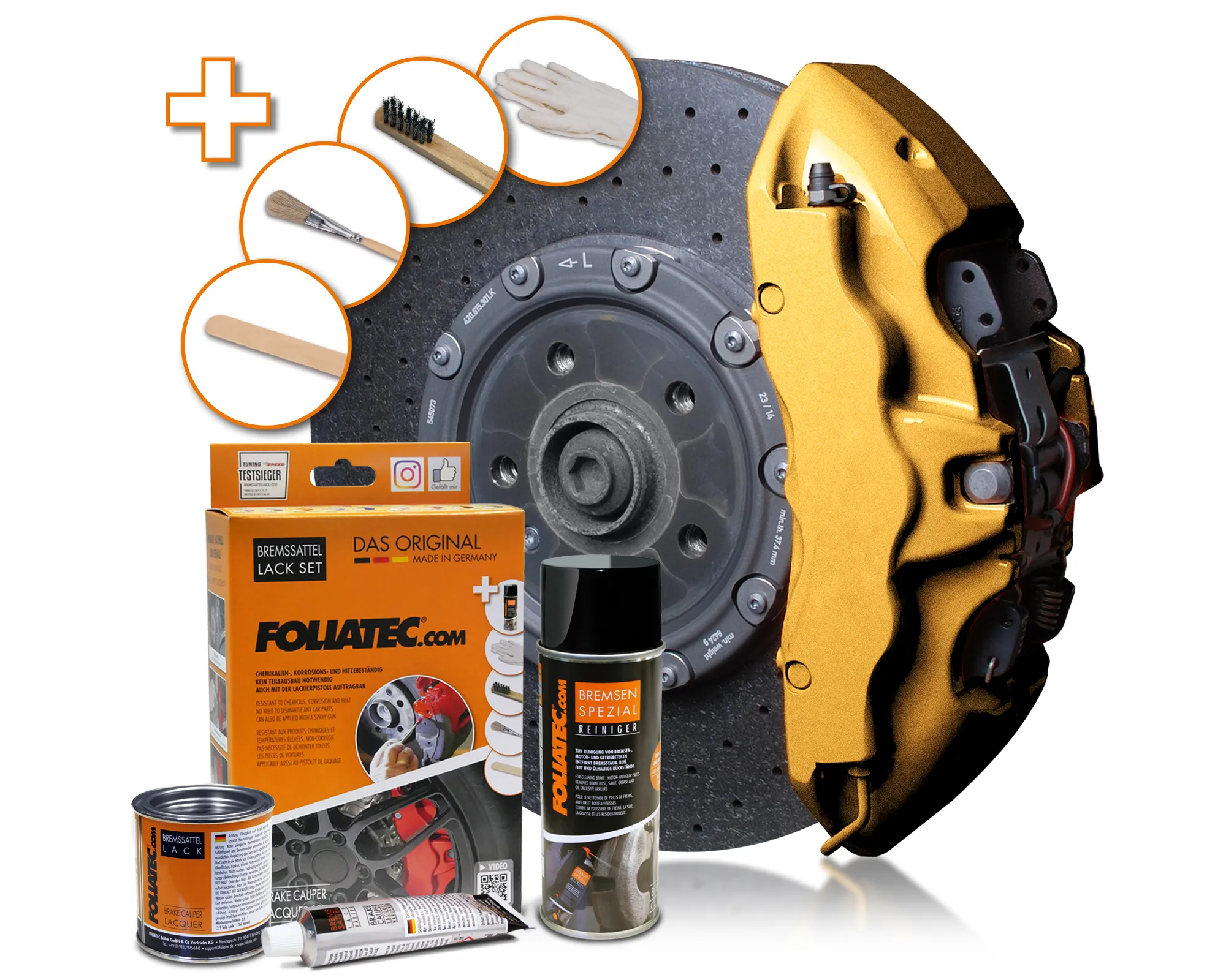 Foliatec PRESTIGE GOLD METALLIC Brake Caliper Lacquer Set