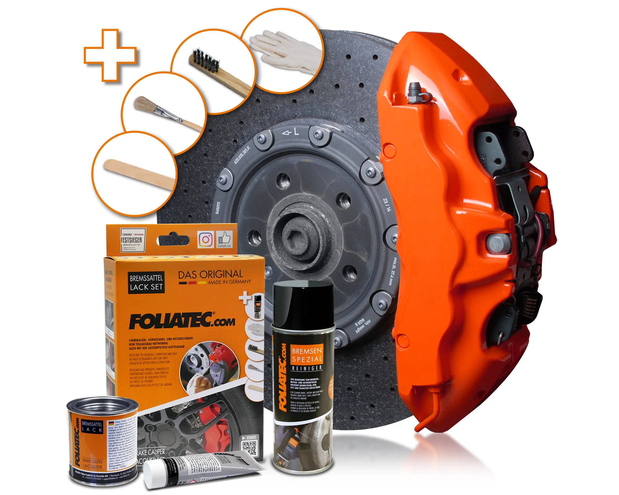 Foliatec FLAME ORANGE Brake Caliper Lacquer Set