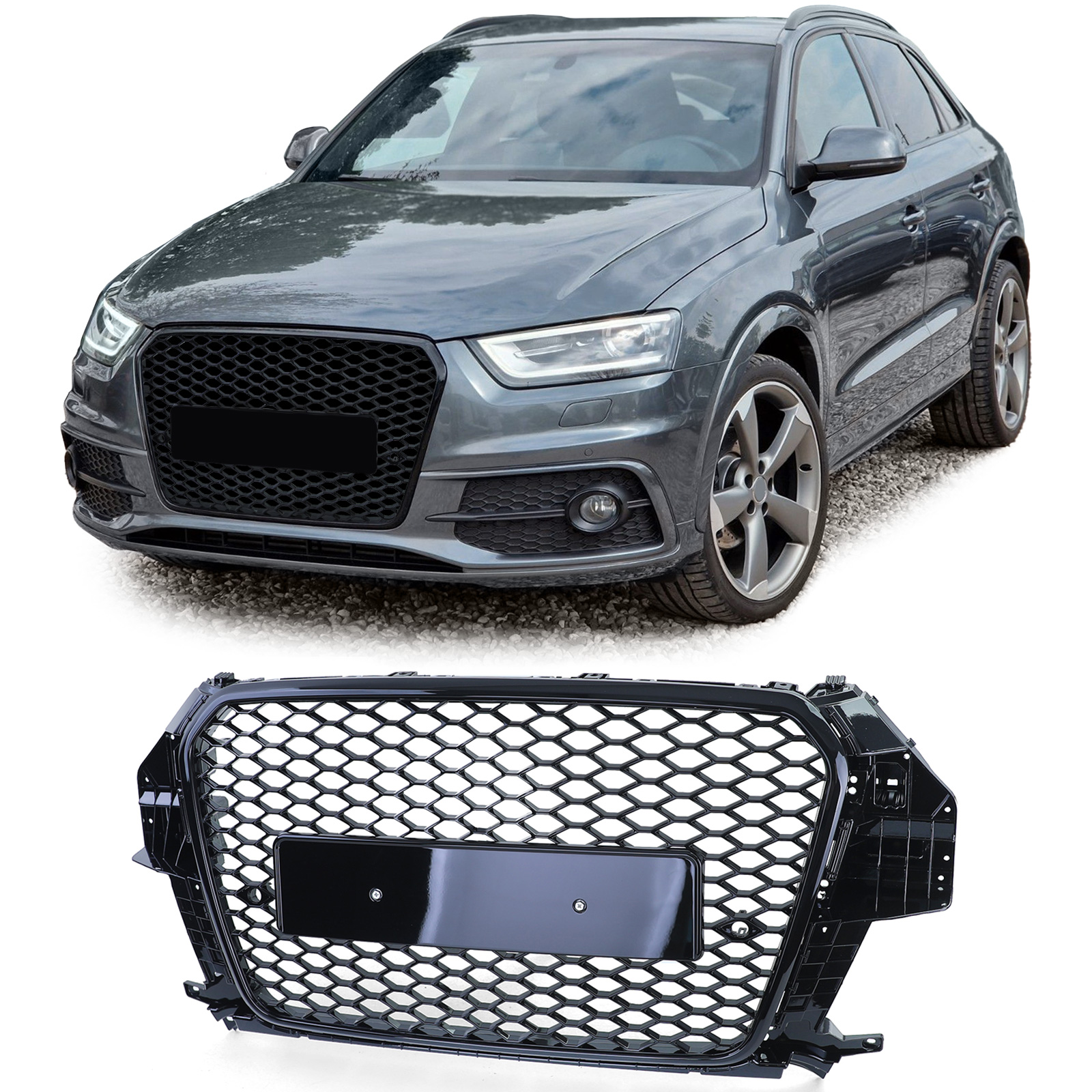Front Honeycomb Grill for Audi Q3 2011-2014 Black Gloss