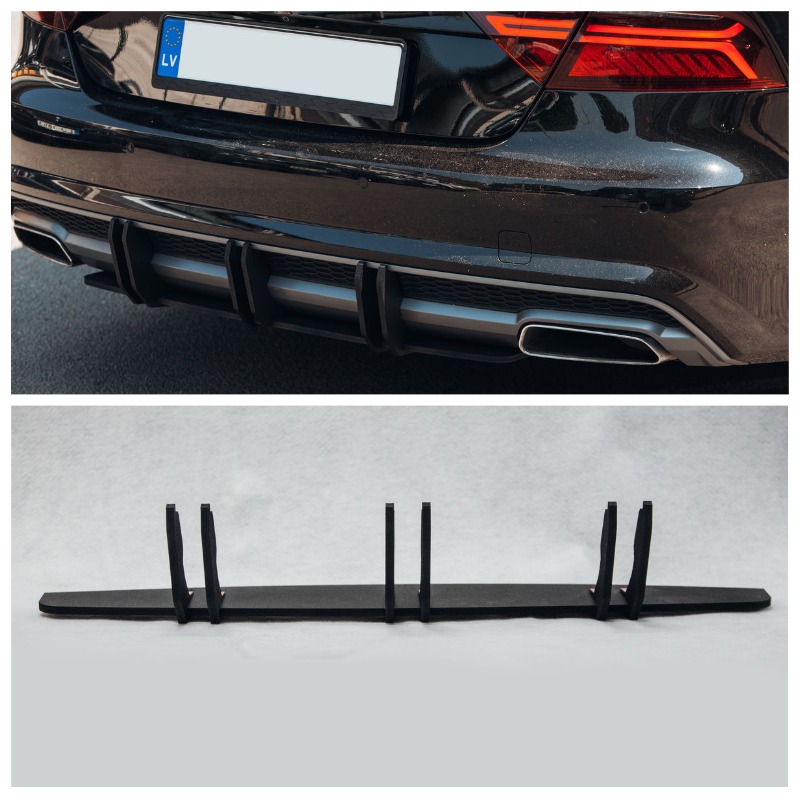Rear Bumper diffuser addon with ribs / fins For Audi S Line A7 4G 14-18