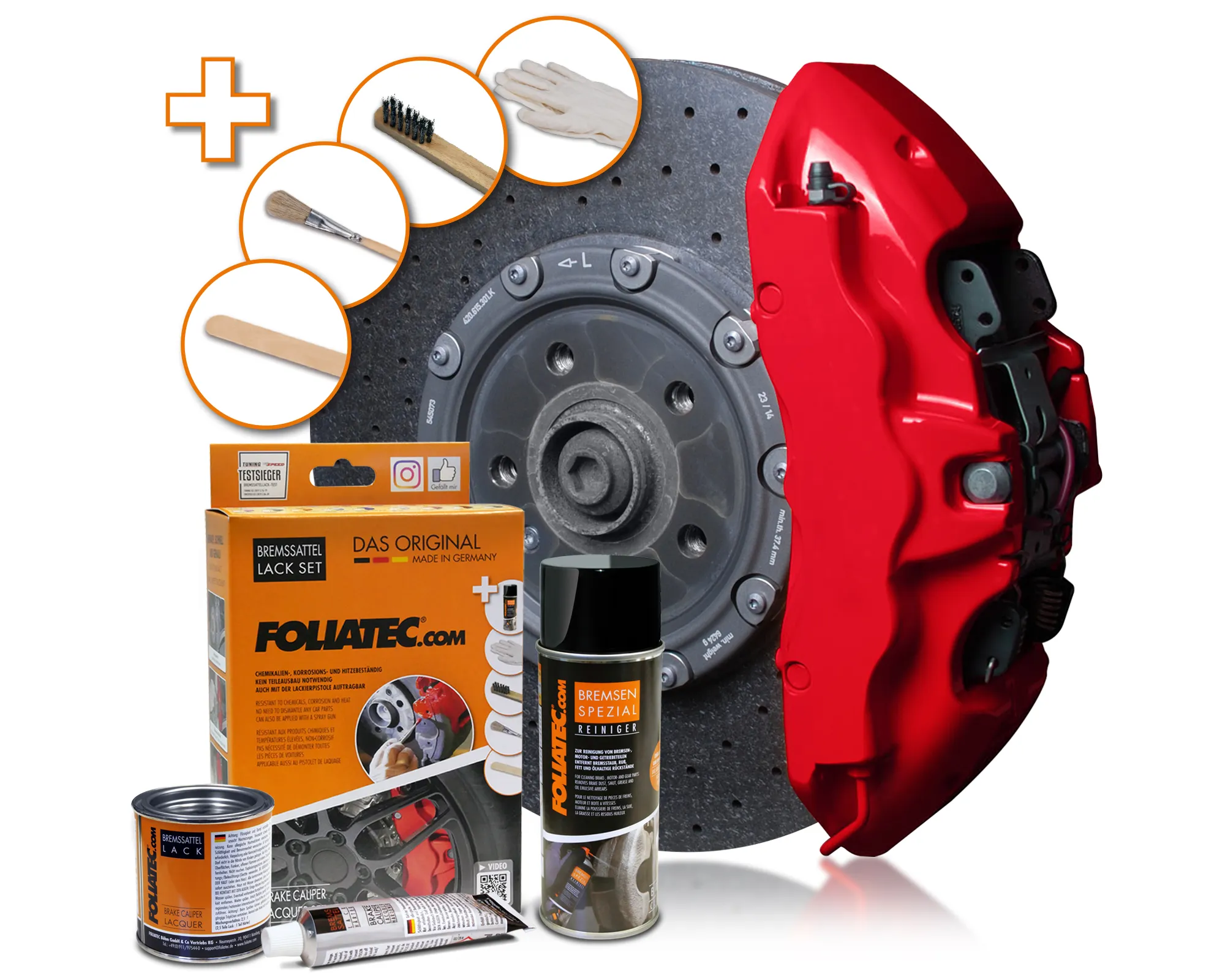 Foliatec RACING ROSSO Brake Caliper Lacquer Set