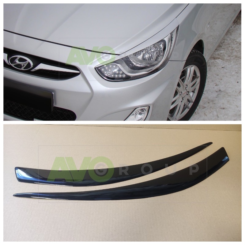 Headlight Eyelids for Hyundai Solaris 2011-2014 v1 ABS Gloss