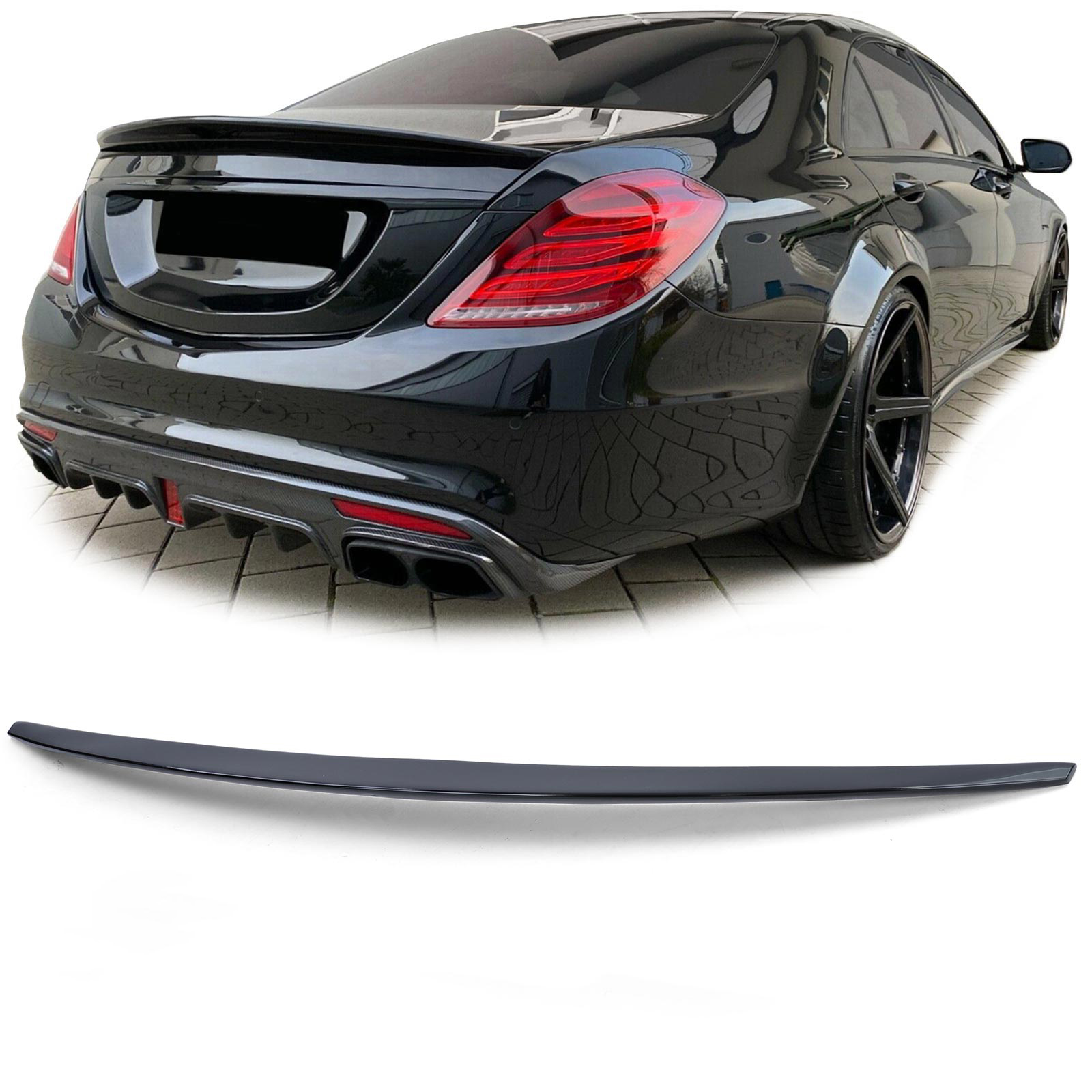 Trunk boot spoiler for MB S-Class W222 2013-2021 ABS Gloss