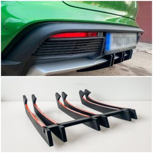 Bumper diffuser addon with ribs / fins For Porsche Taycan Cross Tourismo 4 / 4s / Base