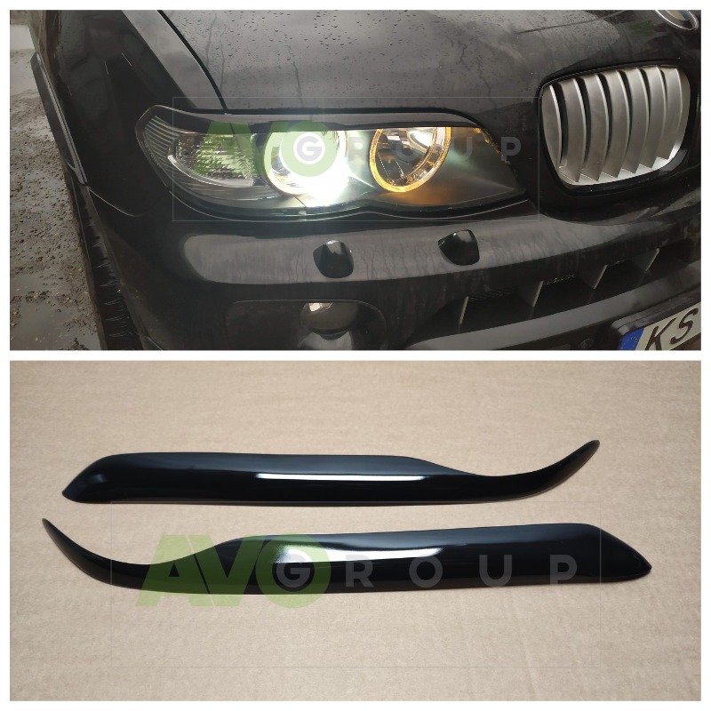 Narrow headlight eyelids for BMW X5 E53 2003-2006 ABS Gloss