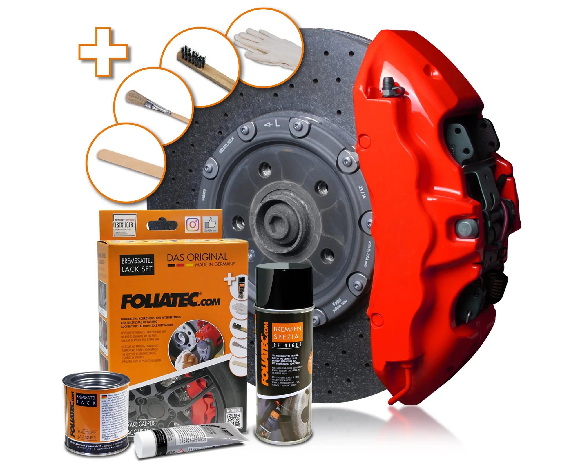 Foliatec PERFORMANCE RED Brake Caliper Lacquer Set