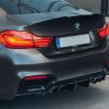 Performance Carbon Rear Bumper diffuser addon with ribs / fins For BMW M4 F82 F83