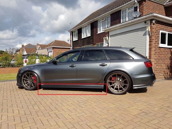 Side Skirt blades extensions addons for Audi A6 S6 C7 2011-2018 ABS Gloss