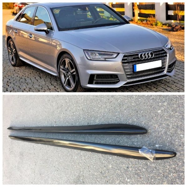Sideskirts addon S Line Extension blades for AUDI A4 B9 2016-2024 ABS Gloss