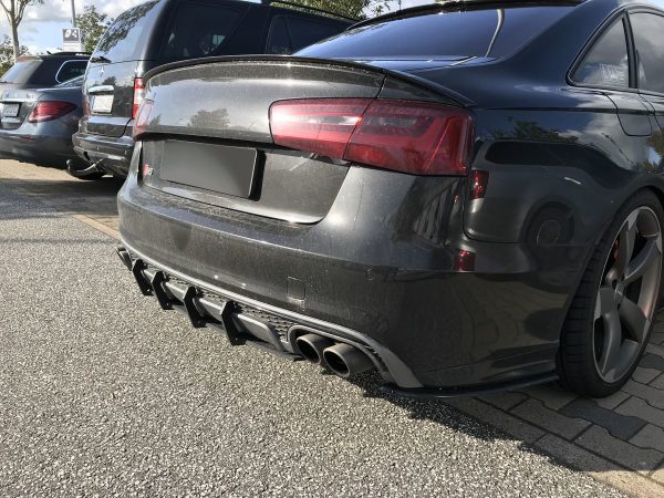 fancywide Rear Bumper diffuser addon with ribs fins For Audi For S6 4G 14-18
