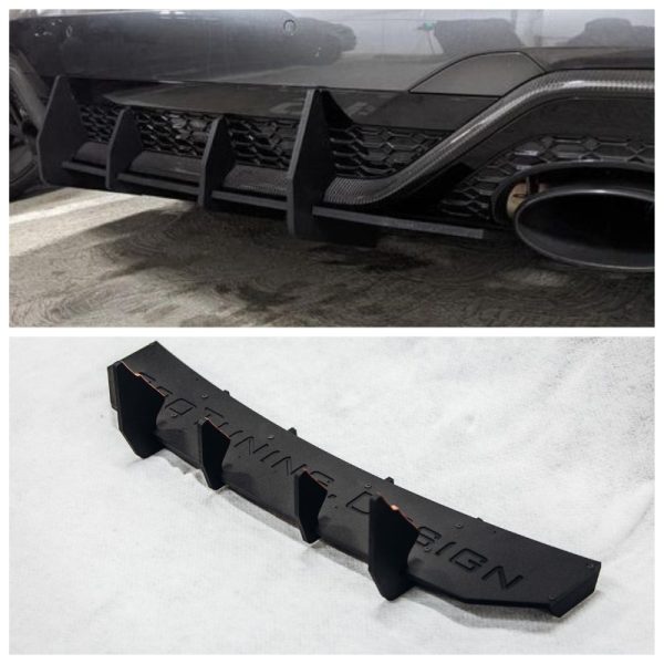 Rear Bumper diffuser addon with ribs / fins For Audi RS7 C8
