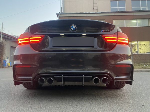 Rear Bumper diffuser addon with ribs / fins For BMW M4 F82 F83 14-19