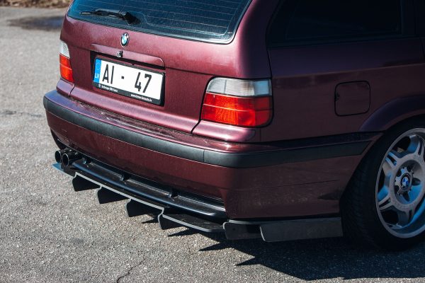 Performance CARBON Rear Bumper diffuser with ribs / fins For BMW E36 M Sport