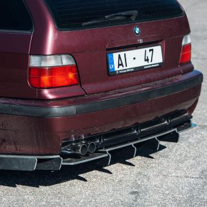Performance CARBON Rear Bumper diffuser with ribs / fins For BMW E36 M Sport
