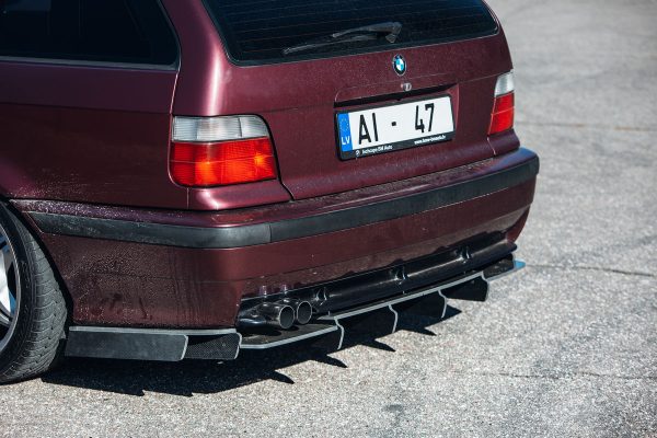 Performance CARBON Rear Bumper diffuser with ribs / fins For BMW E36 M Sport