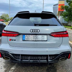 Performance Rear Bumper diffuser addon with carbon ribs / fins For Audi RS6 C8