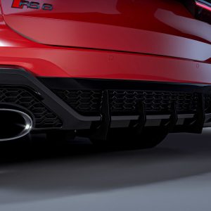 Performance Rear Bumper diffuser addon with gloss ribs / fins For Audi RS6 C8