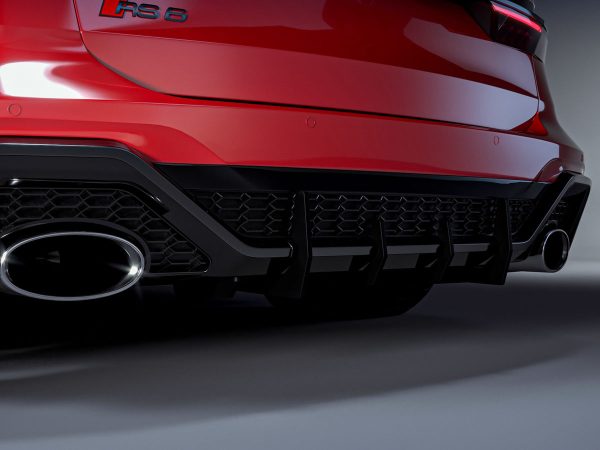 Aizmugurējā bampera apakšējā difuzora papildinājums ar ribām priekš Audi RS6 C8