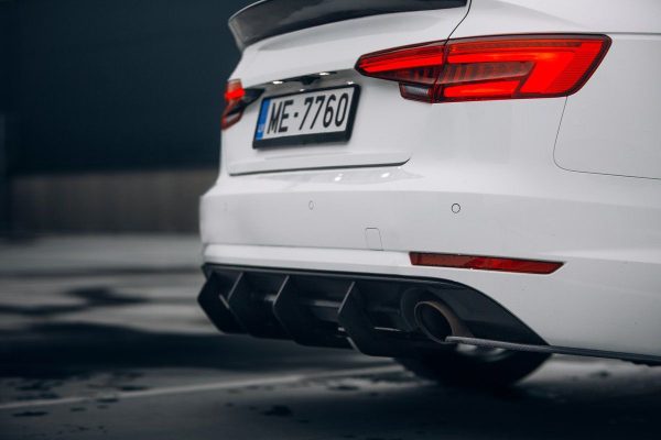 Performance Rear Bumper diffuser addon with ribs / fins For SE Audi A4 B9