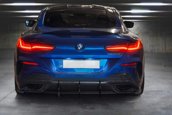 Rear Bumper diffuser ABS GLOSS extension with ribs / fins For BMW 8 Series G15 G14