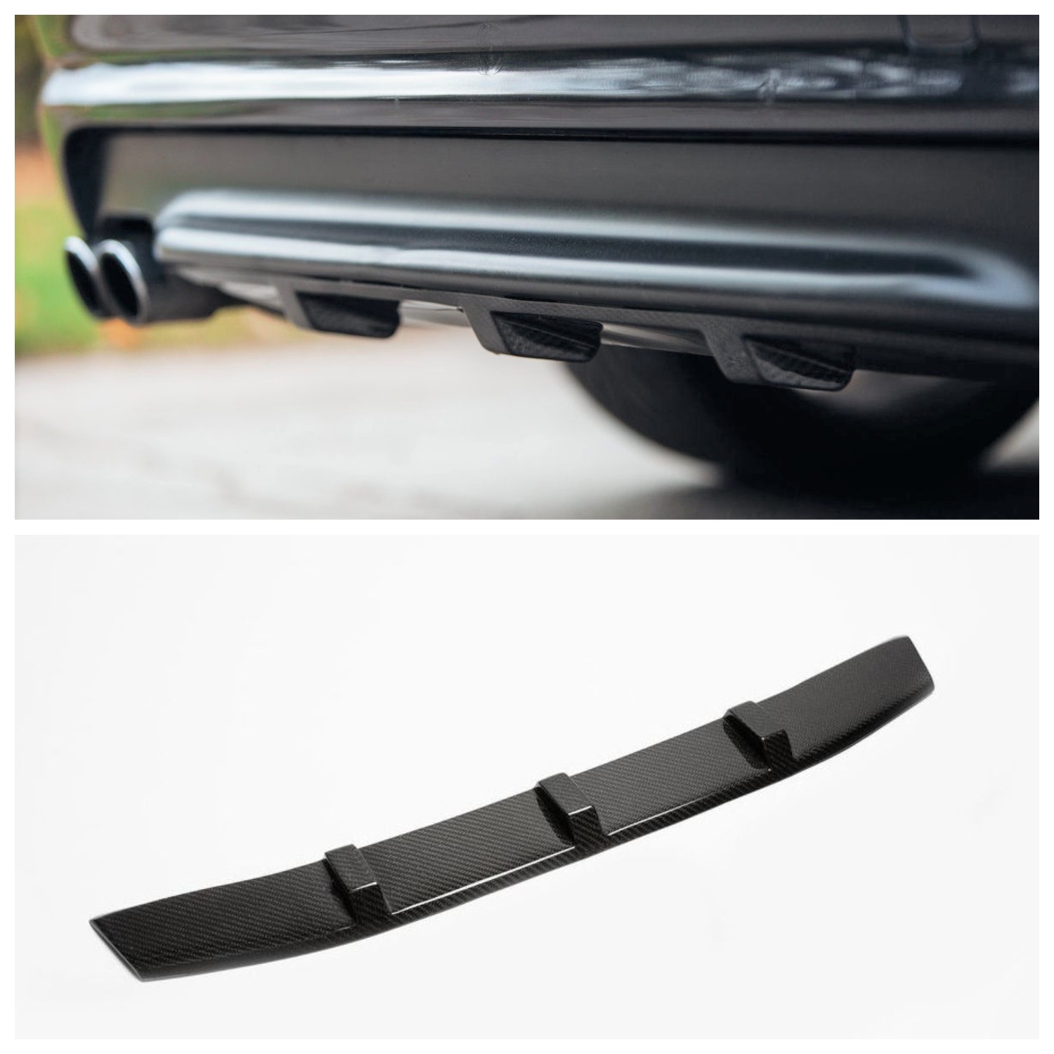 Rear Bumper diffuser lower carbon part with ribs / fins For BMW E46 M Sport