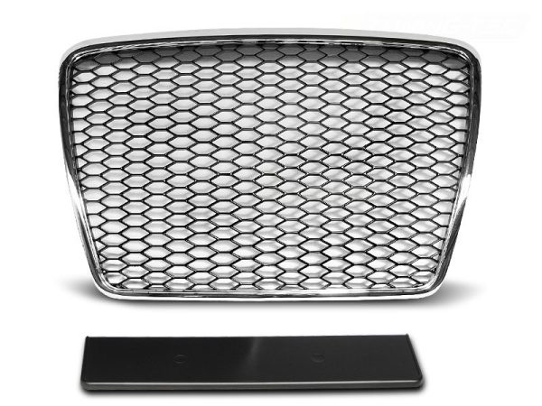 RS Look Front Honeycomb Grill for Audi A6 C6 2004-2011 CHROME BLACK