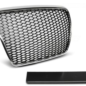 RS Look Front Honeycomb Grill for Audi A6 C6 2004-2011 CHROME BLACK
