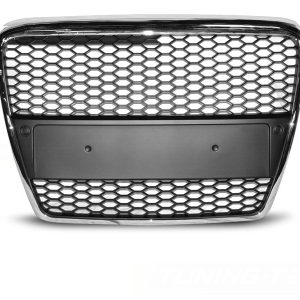 RS Look Front Honeycomb Grill for Audi A6 C6 2004-2008 CHROME BLACK