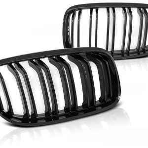 Front Grilles Kidney for BMW 3 E90 / E91 LCi 2009-2012 Double Stripe M Design Piano Black