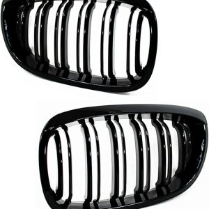 Front Grilles Kidney for BMW 3 E46 Coupe / Cabrio LCI 2003-2006 Double Stripe M Design Piano Black