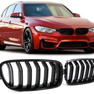 Front Grilles Kidney for BMW 3 F30 / F31 Double Stripe M Design Piano Black