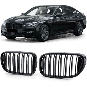 Front Grilles Kidney for BMW 7 G11 / G12 2015-2019 Double Stripe Piano Black